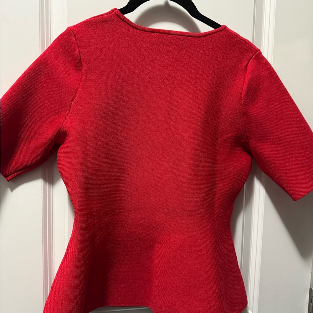 NWT Zara Vibrant Red Peplum Knit Top - Picture 4 of 7